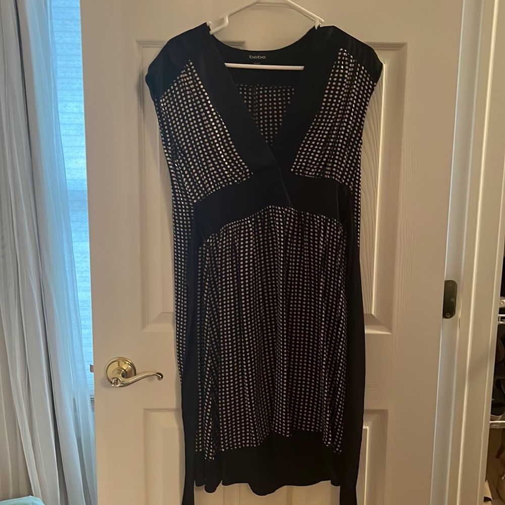 Bebe size Small polka dot black/beige dress